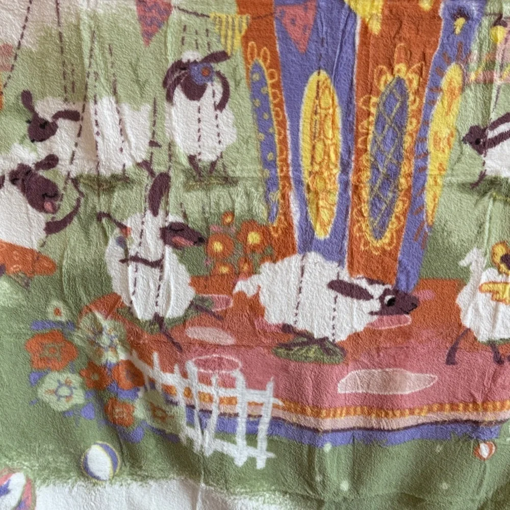 Colorful Carousel Lamb Playground Sheep Cozy Bliss Blanket